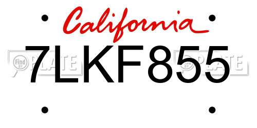7LKF855 California License Plate