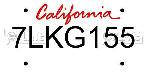 7LKG155 California License Plate