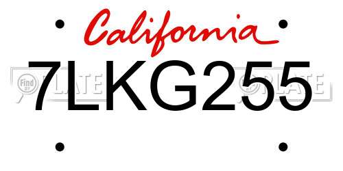 7LKG255 California License Plate