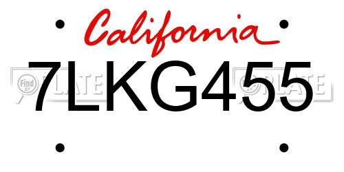 7LKG455 California License Plate