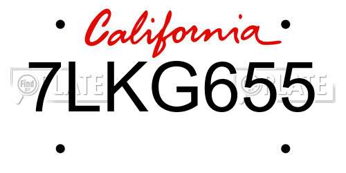 7LKG655 California License Plate