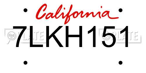 7LKH151 California License Plate