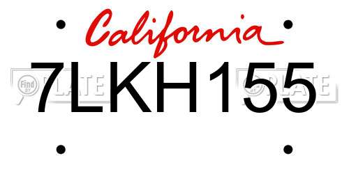 7LKH155 California License Plate