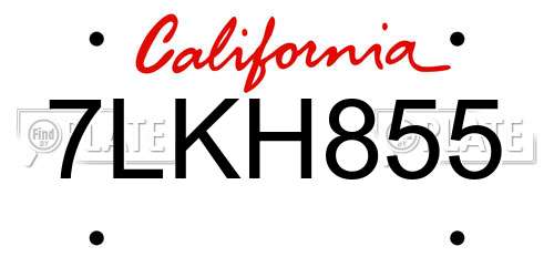 7LKH855 California License Plate