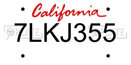 7LKJ355 California License Plate