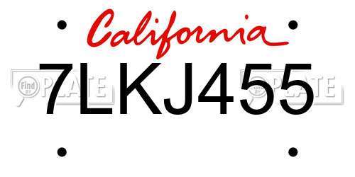 7LKJ455 California License Plate