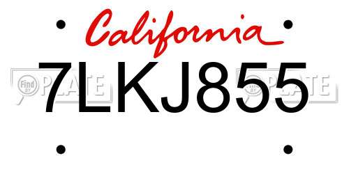 7LKJ855 California License Plate