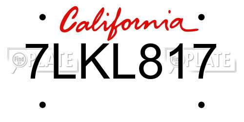 7LKL817 California License Plate