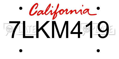 7LKM419 California License Plate