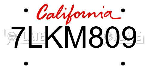 7LKM809 California License Plate