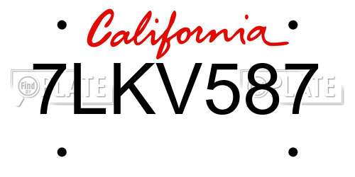 7LKV587 California License Plate