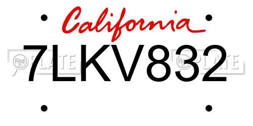7LKV832 California License Plate