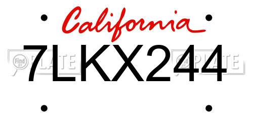 7LKX244 California License Plate