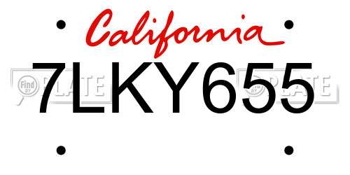 7LKY655 California License Plate