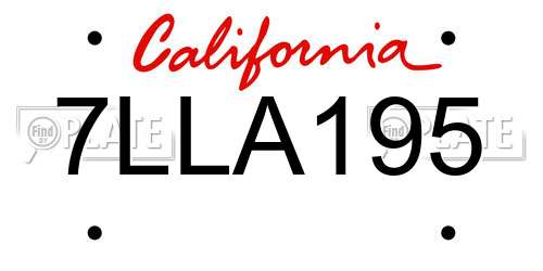 7LLA195 California License Plate