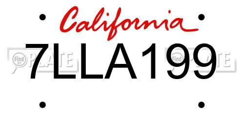 7LLA199 California License Plate