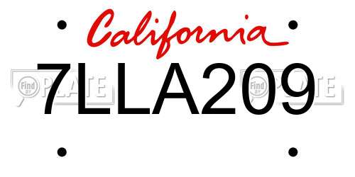 7LLA209 California License Plate