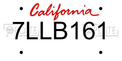 7LLB161 California License Plate