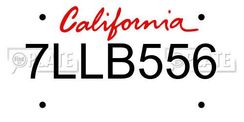 7LLB556 California License Plate