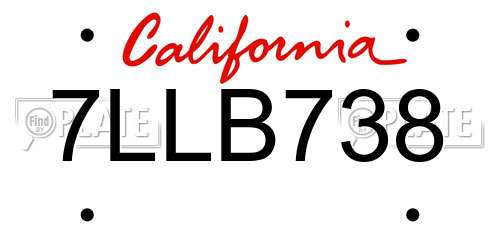 7LLB738 California License Plate