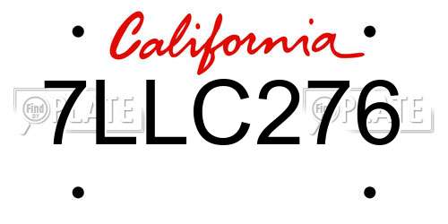 7LLC276 California License Plate