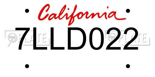 7LLD022 California License Plate