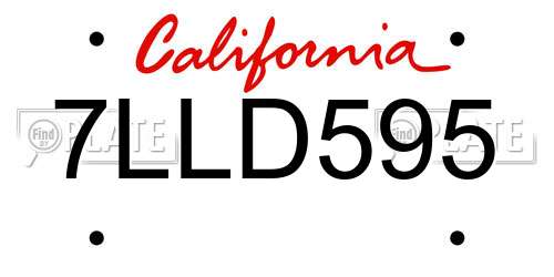 7LLD595 California License Plate