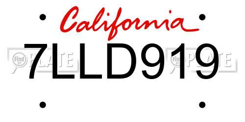 7LLD919 California License Plate