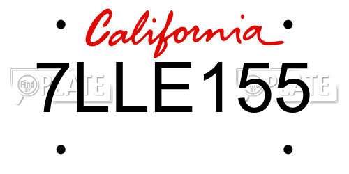 7LLE155 California License Plate