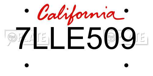 7LLE509 California License Plate