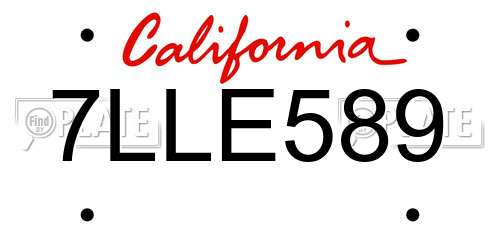 7LLE589 California License Plate