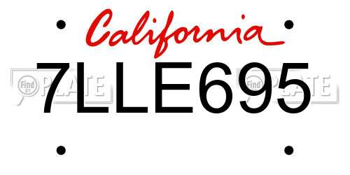7LLE695 California License Plate