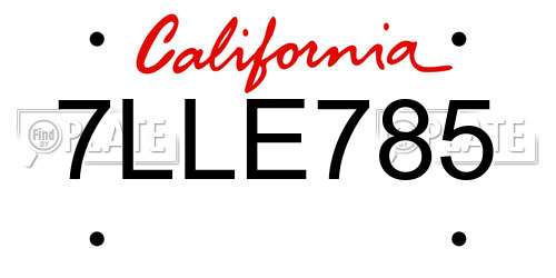 7LLE785 California License Plate