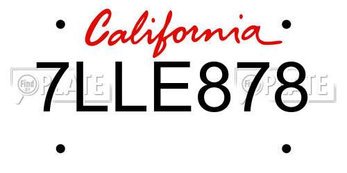 7LLE878 California License Plate