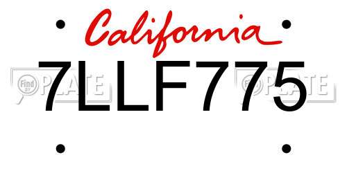 7LLF775 California License Plate