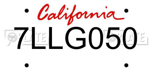 7LLG050 California License Plate