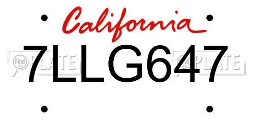 7LLG647 California License Plate