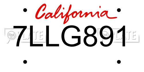 7LLG891 California License Plate