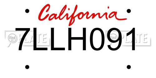 7LLH091 California License Plate