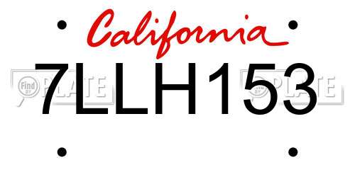 7LLH153 California License Plate