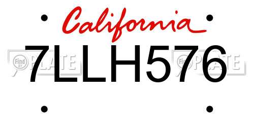 7LLH576 California License Plate