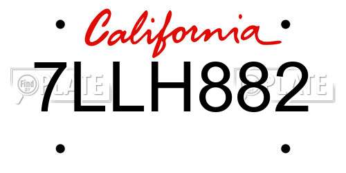 7LLH882 California License Plate