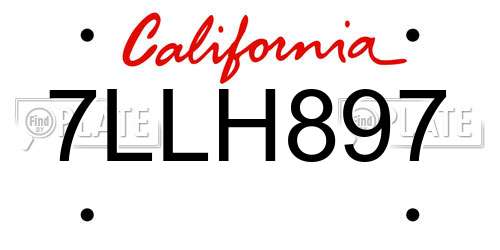7LLH897 California License Plate