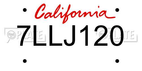 7LLJ120 California License Plate