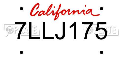 7LLJ175 California License Plate
