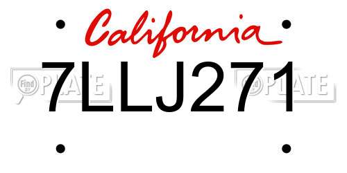 7LLJ271 California License Plate