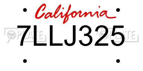 7LLJ325 California License Plate