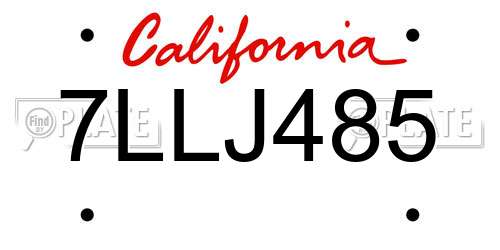 7LLJ485 California License Plate
