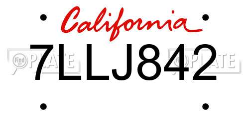 7LLJ842 California License Plate