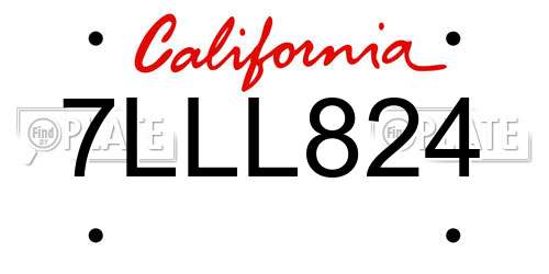 7LLL824 California License Plate